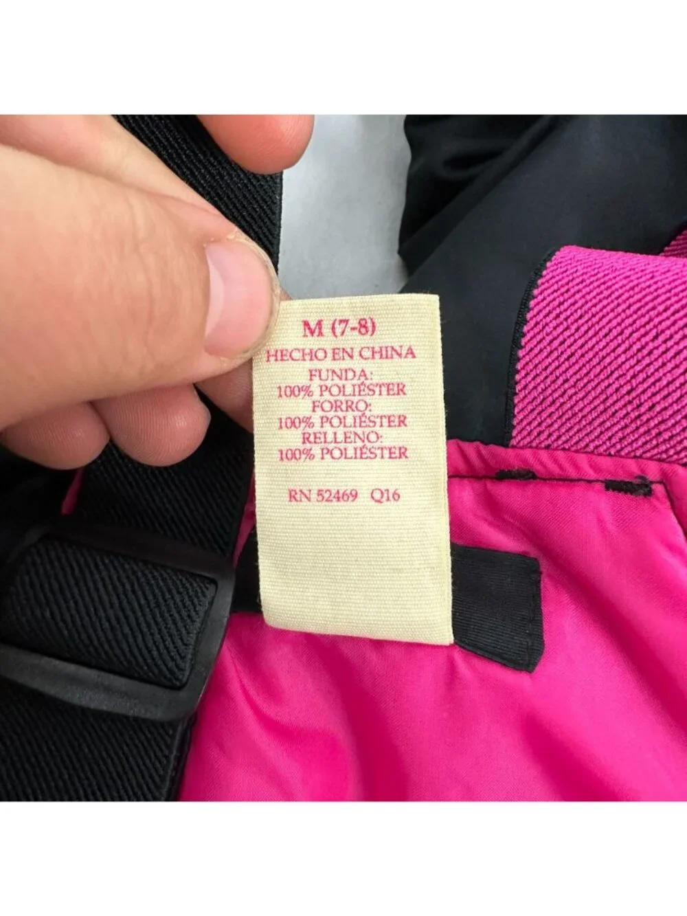 Faded Glory Kids Snow Bib Overalls M Black Pink Waterproof Ski Pants Adjustable